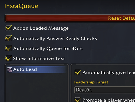 screenshot for InstaQueue addon